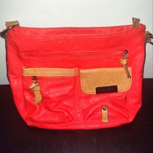 Rosetti Tan on Red Shoulder Bag